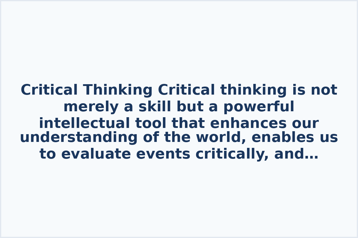 Critical Thinking