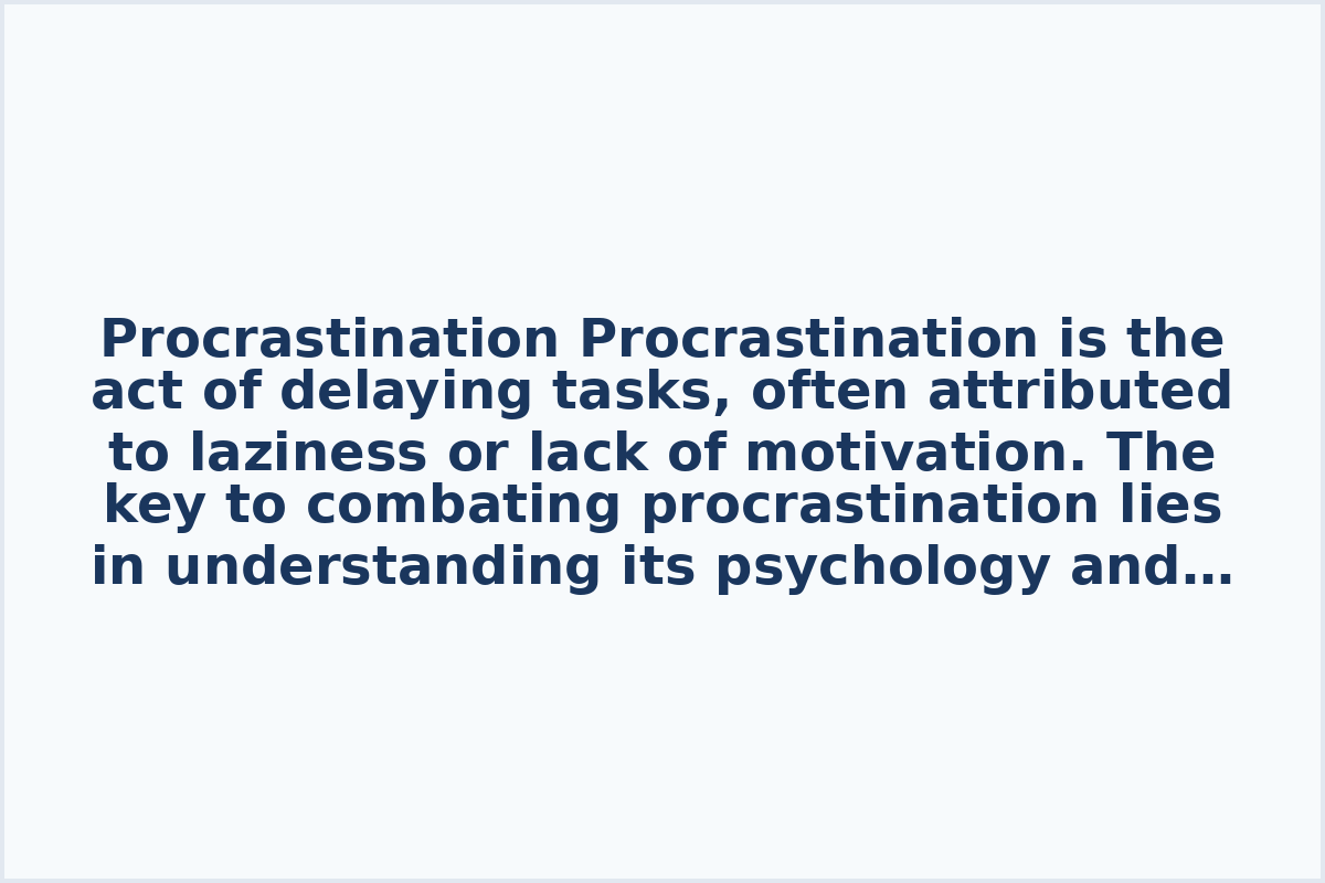 Procrastination