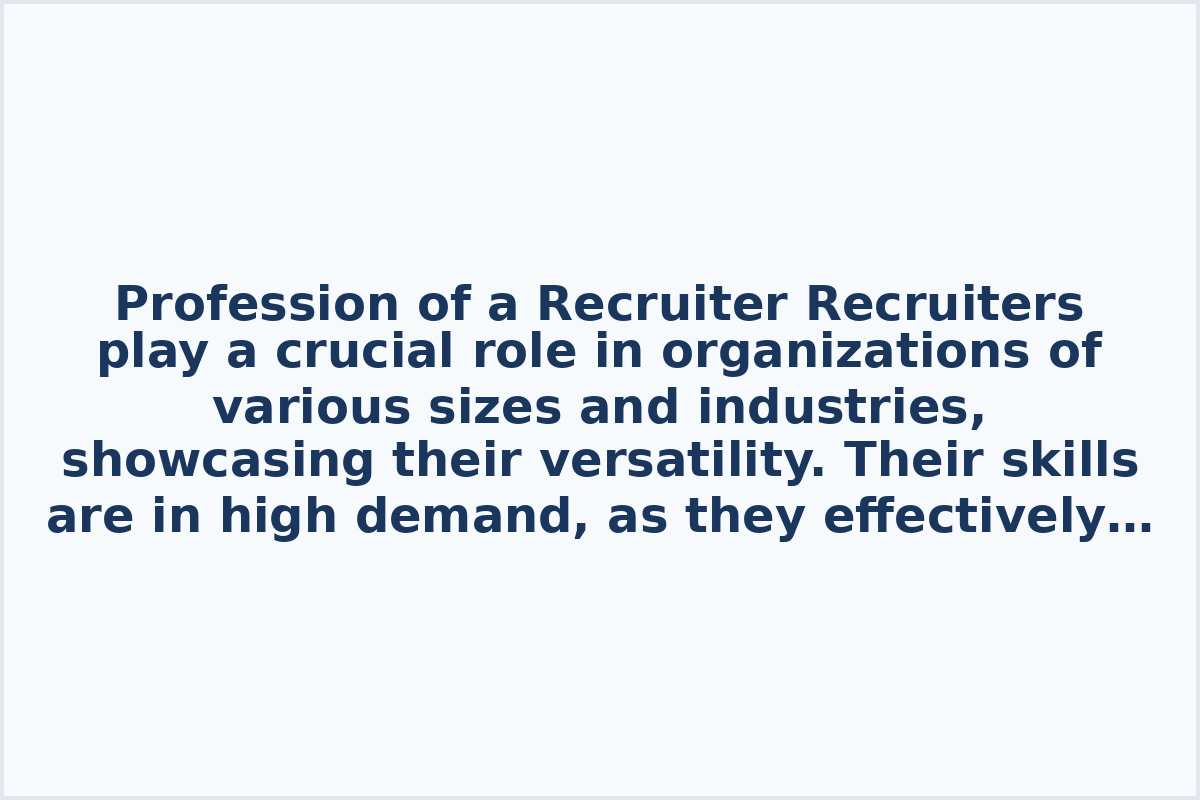 Profession of a Recruiter