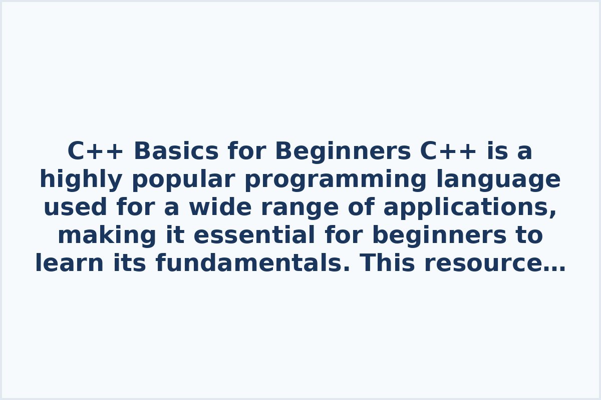 C++ Basics for Beginners