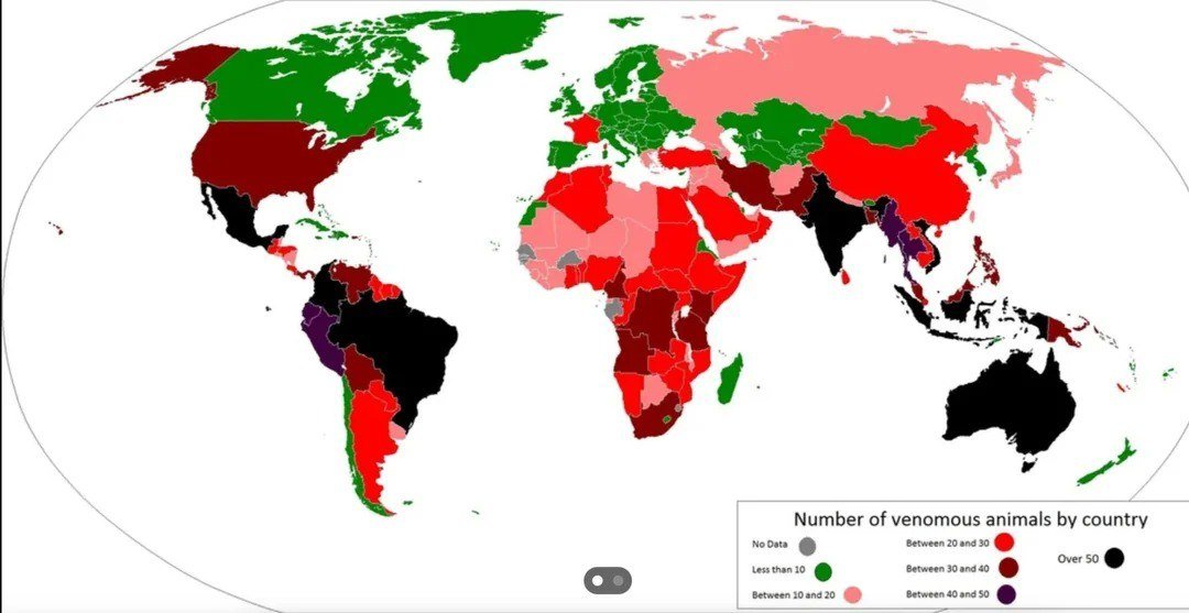 Number of Poisonous Animals Varies Across Countries
