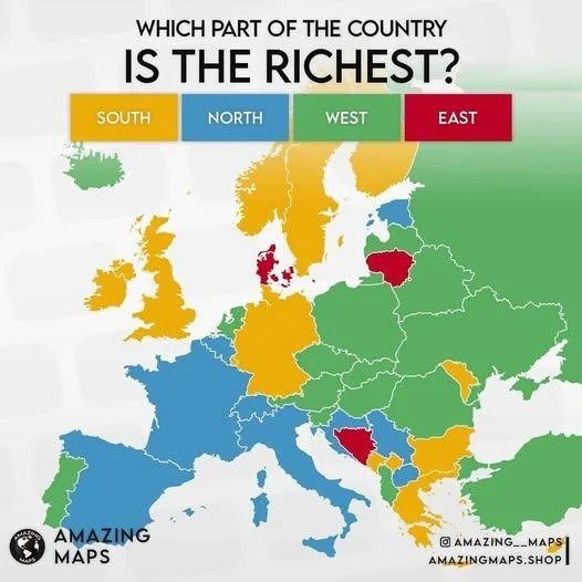 Which part of European countries is the richest